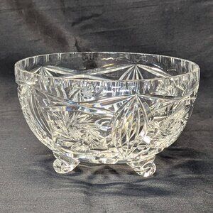 Vintage large 7" crystal 3 Footed pinwheel Candy Dish | elegant serving bowl